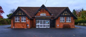 Photograph showing the outside of the training hall