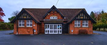 Photograph showing the outside of the training hall