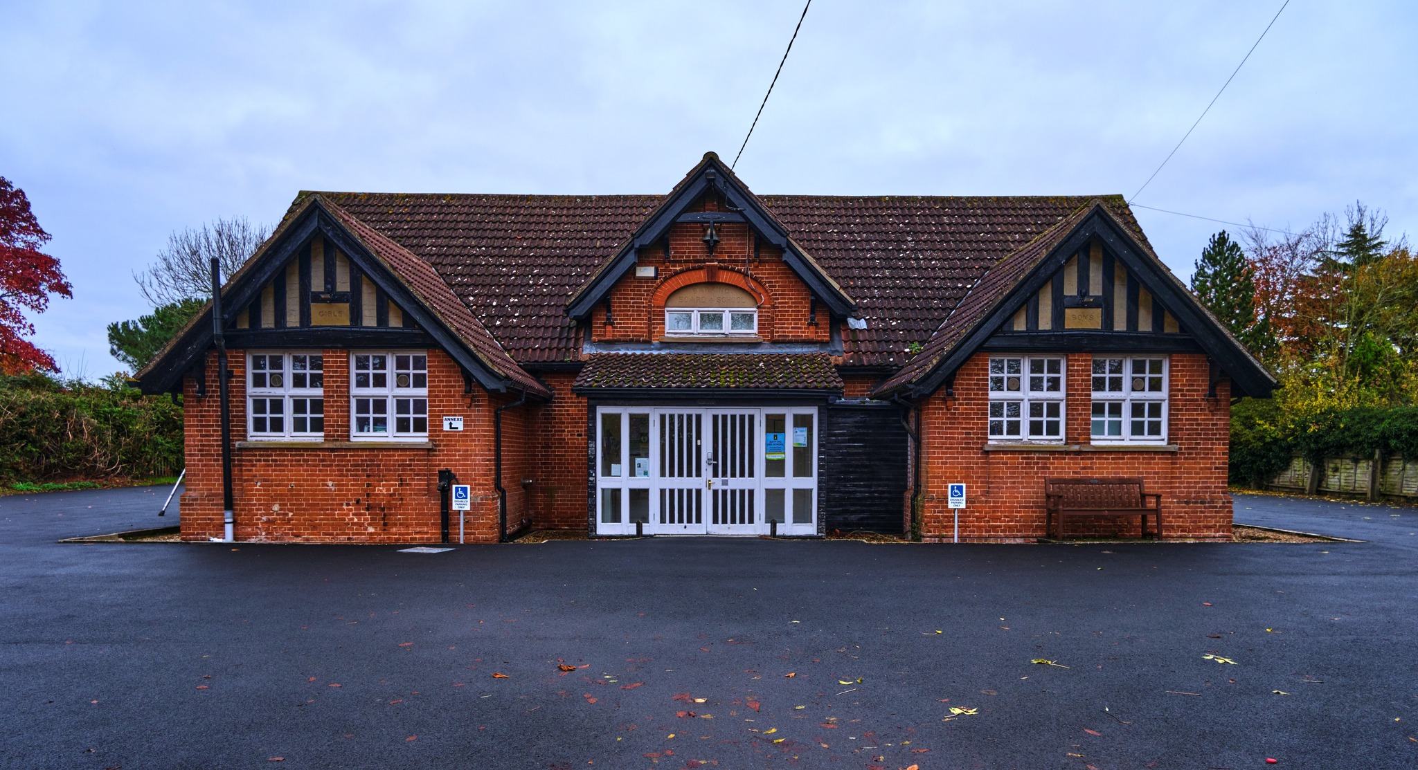 Photograph showing the outside of the training hall